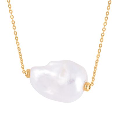 Wei&szlig;e Barockperle Halskette ca. 50 cm 925 Silber vergoldet