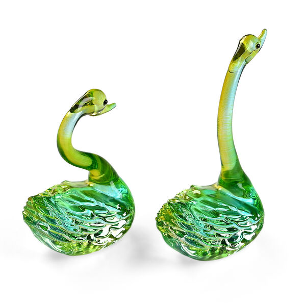 "2pcs set Swan glass ormaments Material:Glass Color:Green Size:5*3*6.5/5*3*10CM" image number 3