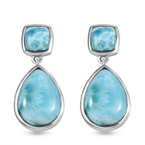 Larimar Ohrringe, 925 Silber platiniert ca. 15.05 ct