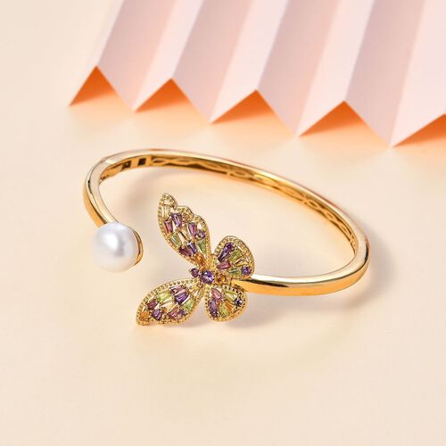 GP Kollektion - AA Afrikanischer Amethyst, Citrin Armreif ca. 18.5 cm 925 Silber 750 Gelbgold Vermeil 2.35 ct image number 1