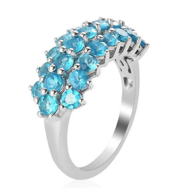 Neon Apatit Cluster Ring 925 Silber Platin-&Uuml;berzug image number 4