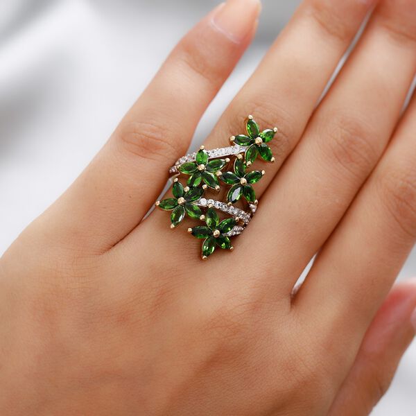 Nat&uuml;rlicher Chromdiopsid und Zirkon-Ring - 4,13 ct. image number 3