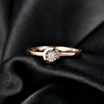 D'Joy wei&szlig;er Diamant Ring, 925 Silber 750 Ros&eacute;gold Vermeil