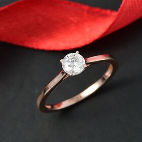 Moissanit Ring 925 Silber 750 rosévergoldet (Größe 19.00) ca. 0,47 ct