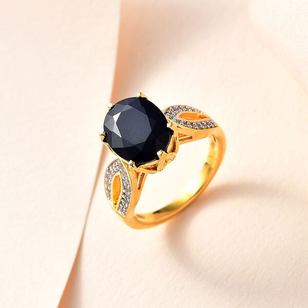 Diffundierter blauer Saphir und Zirkon Ring - 4,57 ct. image number 2