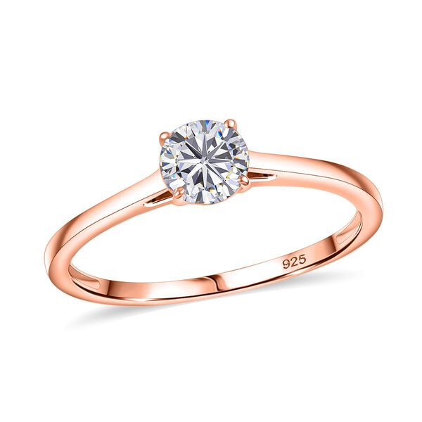 Moissanit Ring 925 Silber 750 rosévergoldet (Größe 19.00) ca. 0,47 ct image number 3