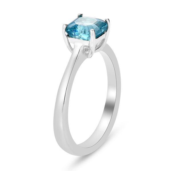 Blauer Apatit Solit&auml;r Ring 925 Silber Platin-&Uuml;berzug image number 5