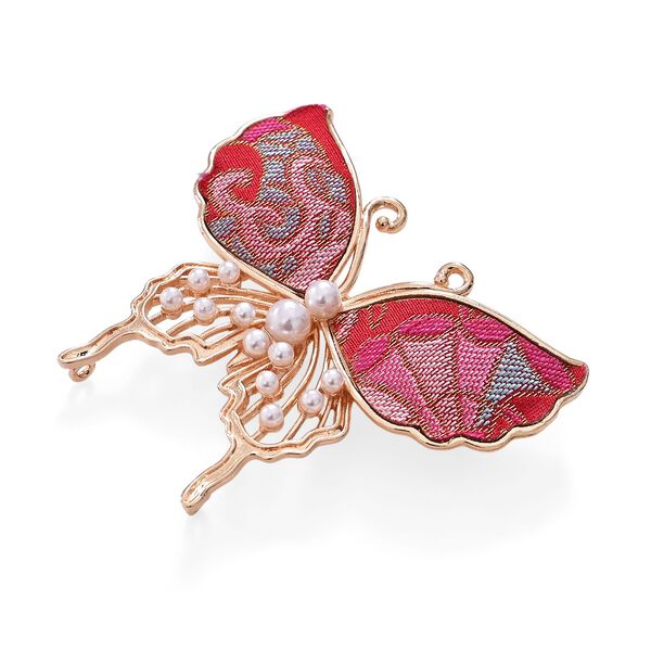 LA MAREY 2er-Set 110x110cm Schal aus 100% Maulbeerseide mit Blumenmuster und Brosch, Rosa image number 8