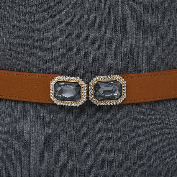 Modischer G&uuml;rtel mit Metallschnalle, gewebt, Kamel image number 4