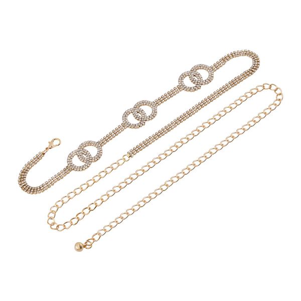 Kristall G&uuml;rtel ,100% Glaskristall und Metall, L130cm, 61g, gold