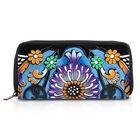 Handbemalte Leder Geldb&ouml;rse RFID, Schwarz, 22.8 x 2.5 x 12.7 cm