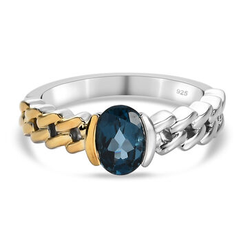 London Blau Topas Ring 925 Silber Bicolor (Gr&ouml;&szlig;e 16.00) ca. 0,99 ct