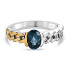 London Blau Topas Ring 925 Silber Bicolor (Größe 16.00) ca. 0,99 ct
