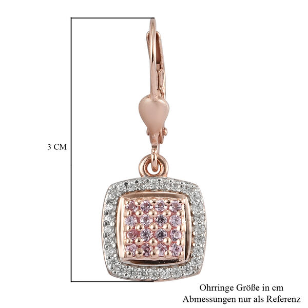 Rosa Saphir und Zirkon Ohrringe 925 Silber ros&eacute;vergoldet ca. 1,07 ct image number 5