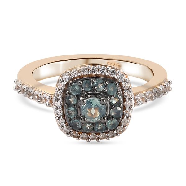 Alexandrit und Zirkon Ring 925 Silber Gelbgold Vermeil