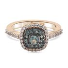 Alexandrit und Zirkon Ring 925 Silber Gelbgold Vermeil (Größe 16.00) ca. 0.81 ct