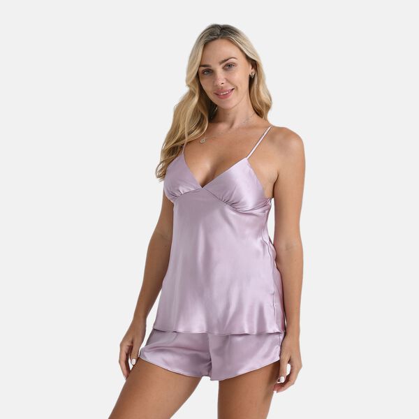 LA MAREY Seidentop aus Maulbeerseide, Gr&ouml;&szlig;e L, Lila image number 3