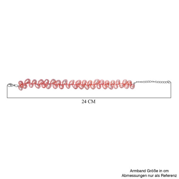 Rosa gefärbtes Süßwasserperle Armband, 19+5cm image number 5