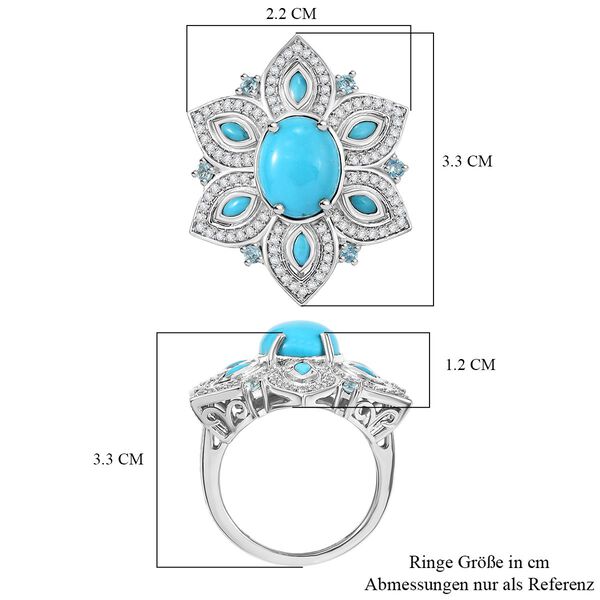Sleeping Beauty Türkis, Paraiba Apatit und Zirkon Ring - 4,33 ct. image number 7