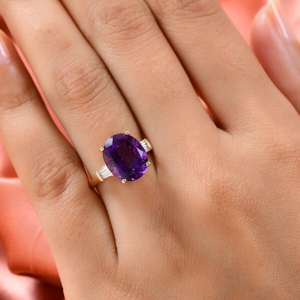 AA Lusaka Amethyst und Zirkon-Ring, 375 Gelbgold  ca. 4,66 ct image number 3