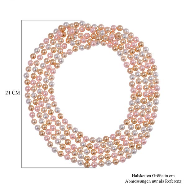 Mehrstr&auml;ngige mehrfarbige Muschelkernperlen 255cm Halskette image number 4