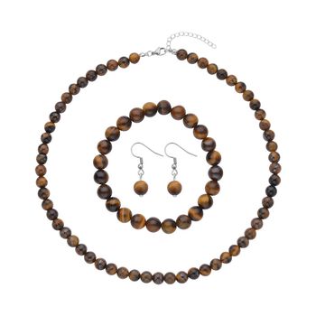 3er-Set - Tigerauge Schmuckset - 	323,50 ct.