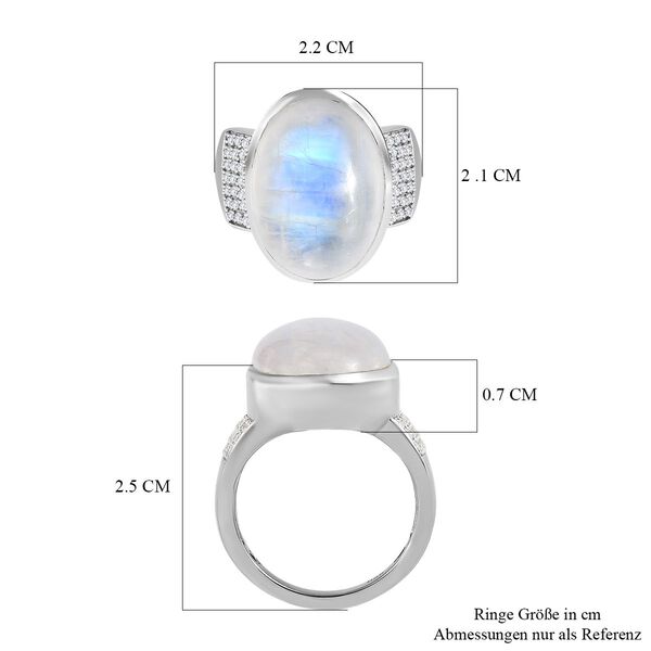 Premium Regenbogen Mondstein und Zirkon Ring - 12,69 ct. image number 7