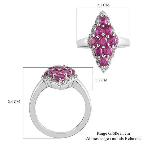 Afrikanischer Rubin und Zirkon-Ring, 925 Silber platiniert  ca. 1,85 ct image number 7