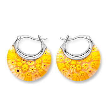 Gelbe Murano-Stil Glas Huggie-Ohrringe