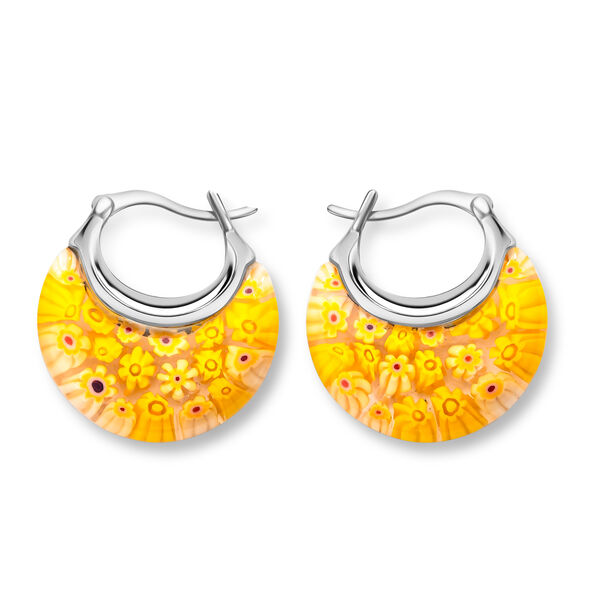 Gelbe Huggie-Ohrringe im Murano-Stil