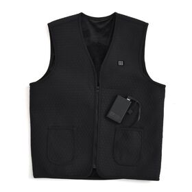 Beheizbare Weste mit Plüschfutter, 5 Heizbereiche, 5000 mAh Powerbank, Größe S/M, Schwarz