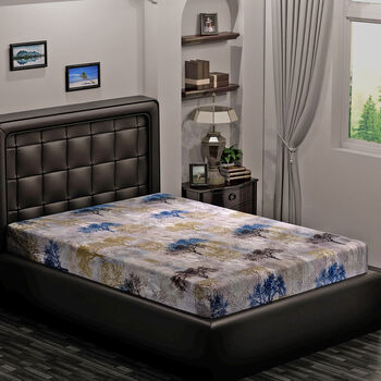 Spannbetttuch aus 100% Mikrofaser, Grau, Hintergrund mit Baummuster