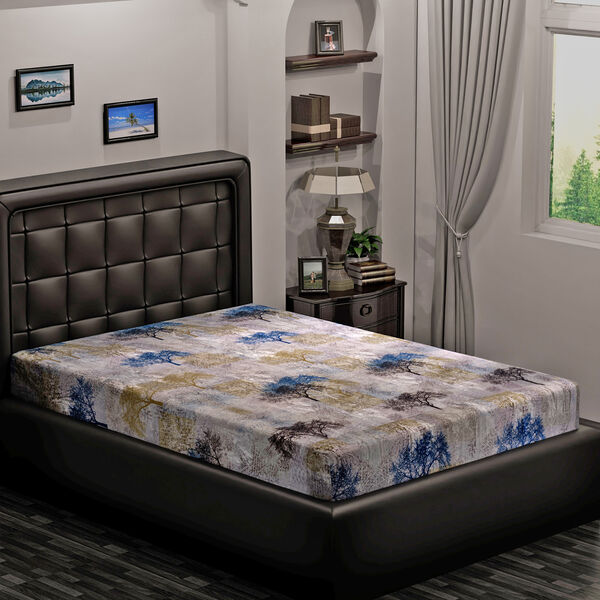 Spannbetttuch aus 100% Mikrofaser, Grau, Hintergrund mit Baummuster