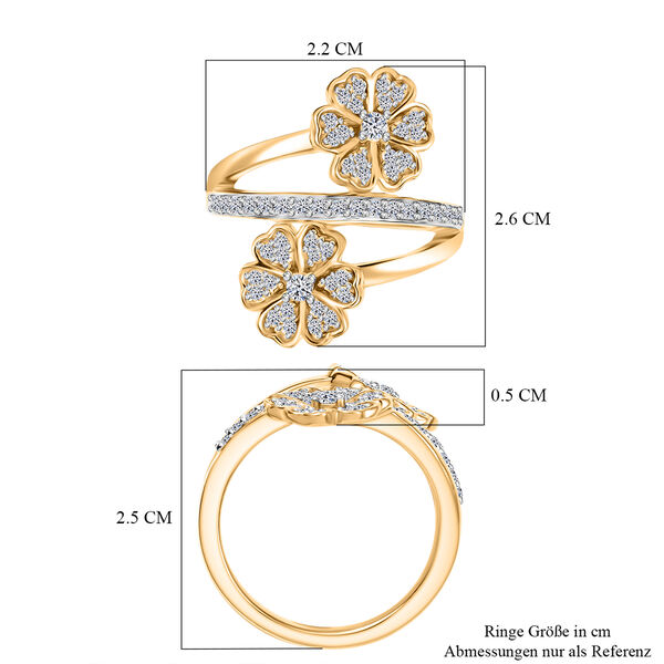 LUXURIANT SI-GH Labor Diamant Ring, 925 Silber 750 Gelbgold Vermeil - 0,54 ct. image number 6