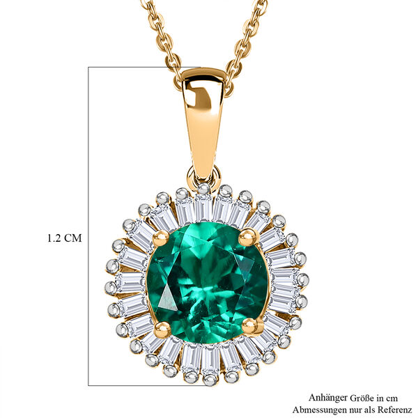 LUXURIANT AAA Labor kolumbianischer Smaragd und Labor Diamant Anh&auml;nger mit 50cm Kette - 1,98 ct. image number 5