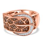 Natürlicher Champagner Diamant Ring 925 Silber 750 Roségold Vermeil (Größe 17.00) ca. 0,50 ct