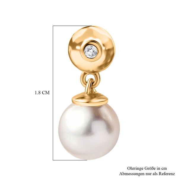 Süßwasserperlen und Zirkon Ohrringe - 7,36 ct. image number 6