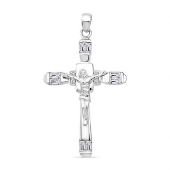 LUSTRO STELLA - Wei&szlig;er Zirkonia Anh&auml;nger 925 Silber rhodiniert