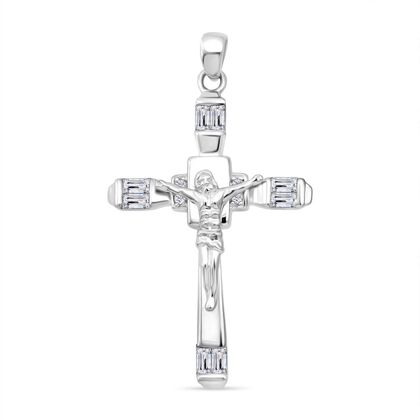 LUSTRO STELLA - Wei&szlig;er Zirkonia Anh&auml;nger 925 Silber rhodiniert