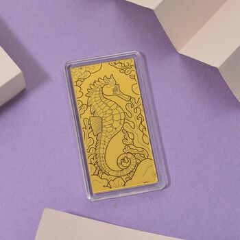 999er Gold-Barren mit Seepferdchen-Motiv
