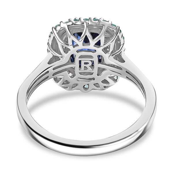 RHAPSODY zertifiziert und gepr&uuml;ft AAAA ceylonfarbener blauer Saphir, Paraiba Turmalin und VS Diamant Ring in 950 Platin - 3,94 ct. image number 4