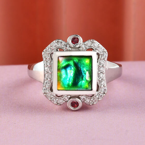 Ammolit, Zirkon und Rhodolith Granat Ring - 1,90 ct. image number 2