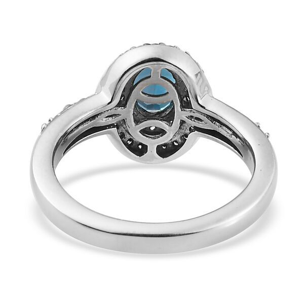 London Blau Topas und Zirkon Ring 925 Silber platiniert  ca. 1,24 ct image number 6