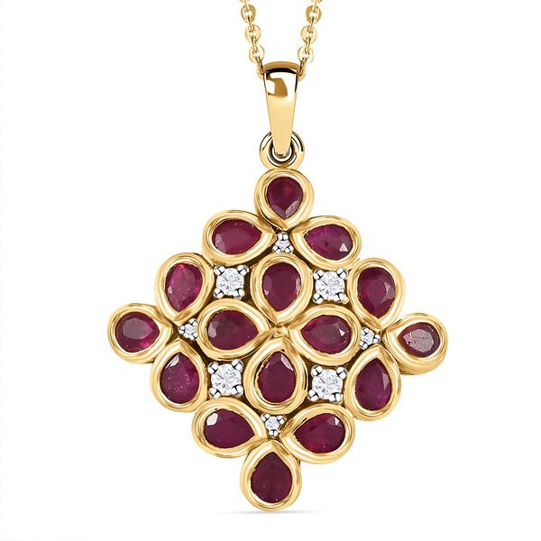 Afrikanischer Rubin und Zirkon-Anh&auml;nger mit Kette - 2,81 ct.