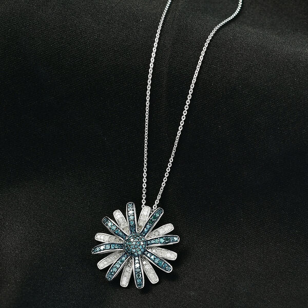 D'Joy blauer und wei&szlig;er Diamant Anh&auml;nger mit 50cm Kette - 1 ct. image number 2