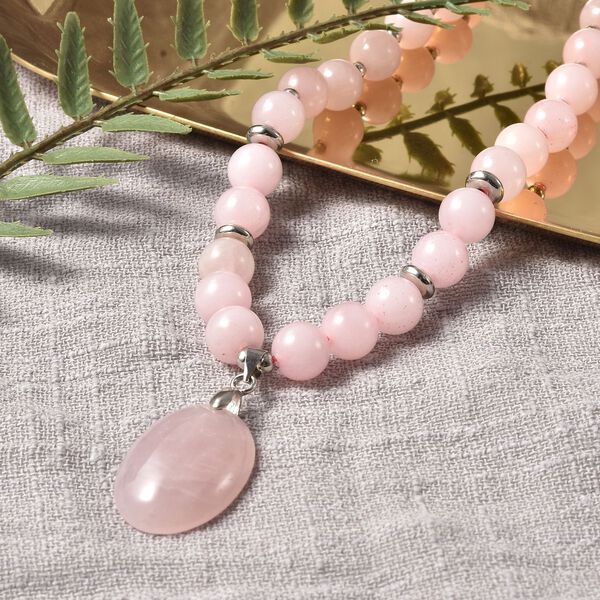 Rosenquarz-Halskette in Silberton, 180,00 ct. image number 2