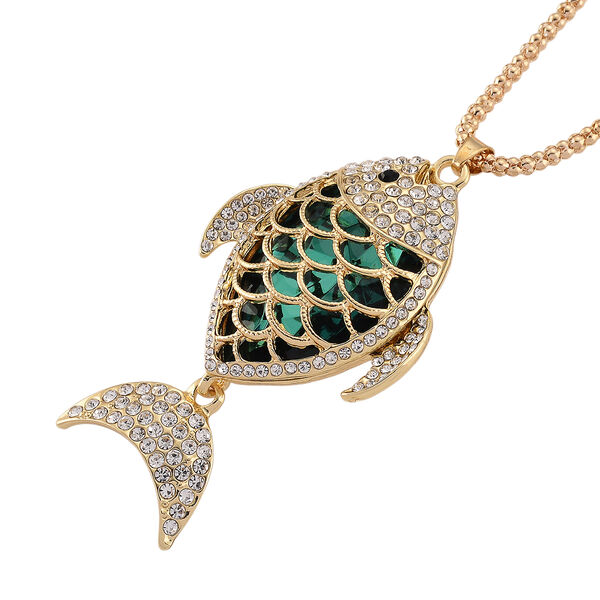 Mehrfarbiger Kristall Anh&auml;nger mit Kette ca. 63.5 cm + 5 cm Extender, Legierung Gelb image number 3