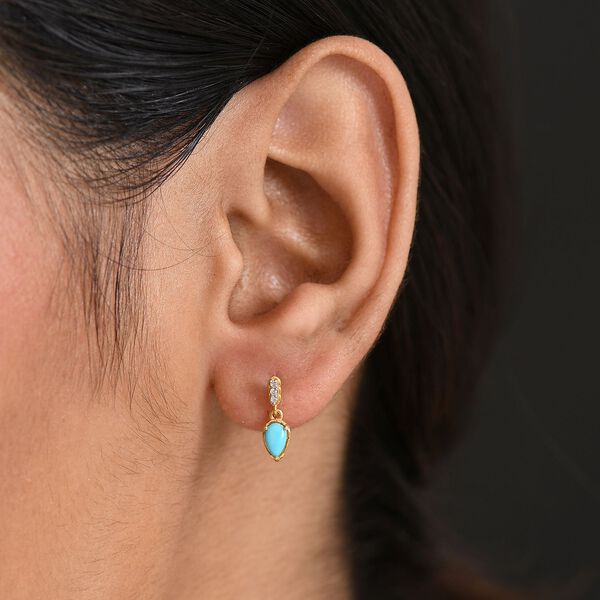 D'Joy AA Sleeping Beauty Türkis und Zirkon Ohrringe - 0,45 ct. image number 3