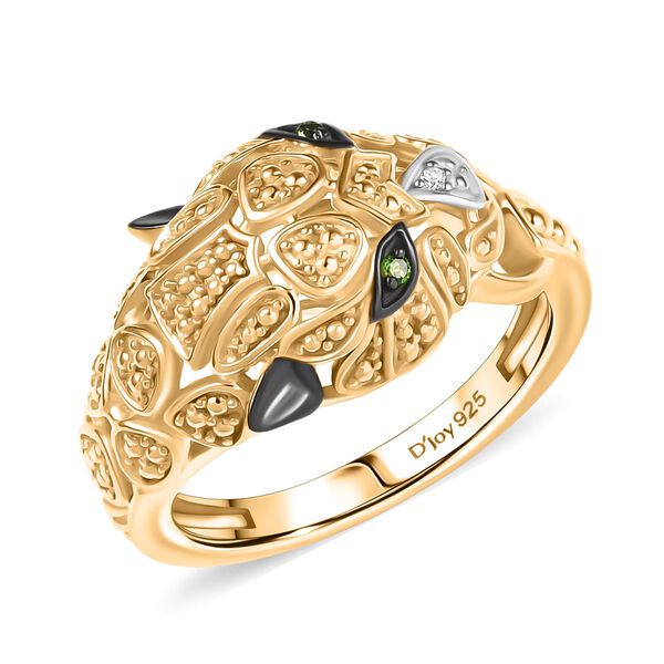 D'Joy Nat&uuml;rlicher Chromdiopsid, Moissanit Ring 925 Silber 750 Gelb Vergoldet (Gr&ouml;&szlig;e 19.00) ca. 0,05 ct image number 4