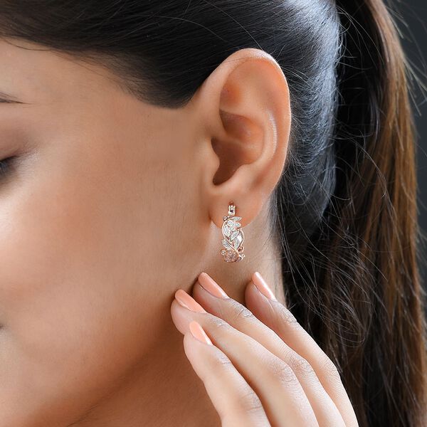 ALLORO rosévergoldete Silber-Creolen mit Diamantakzenten image number 3